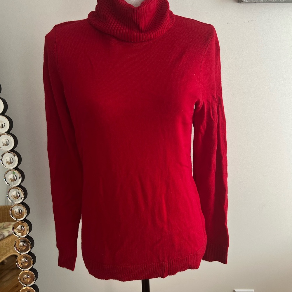 Ellen Tracy Vibrant Red Merino Wool Knit